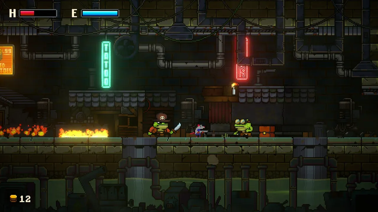 GUNRAT screenshot 4 — A tense battle unfolds deep within the gloomy underground tunnels. Amidst old pipes, dim …